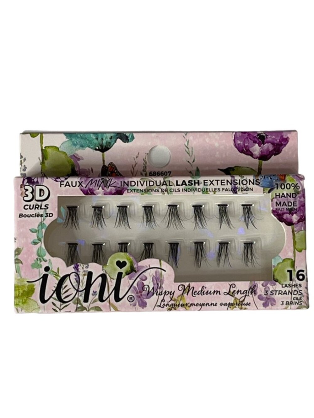 Ioni Individual Lash Extensions Wispy Medium Length 16 Strand 3D Curl